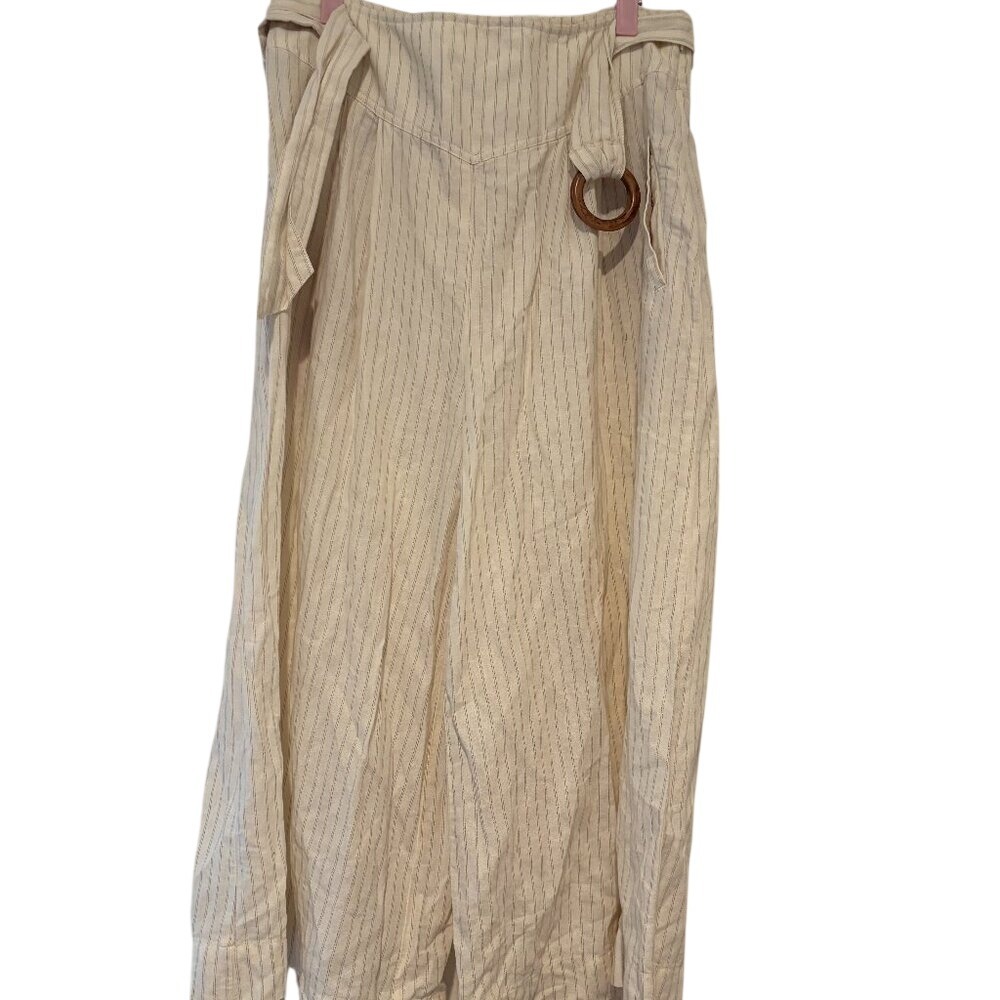 Anthropologie sz 8 wide leg capri‎ white cotton high rise pants